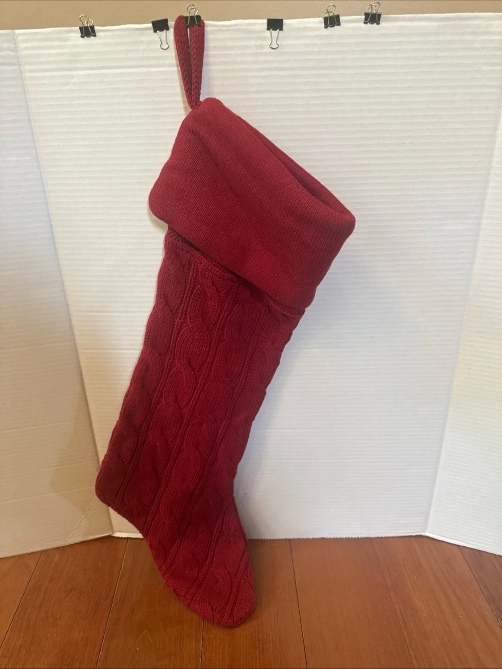 Pottery Barn cable Knit 26” Christmas Stocking NWOT